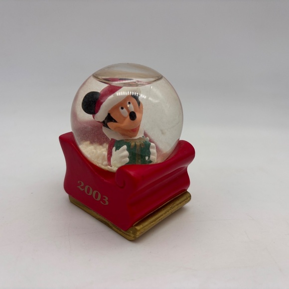 Disney Parks Mickey Mouse Christmas 2003 Sleigh Ride Holiday Mini Snow Globe - Picture 3 of 11